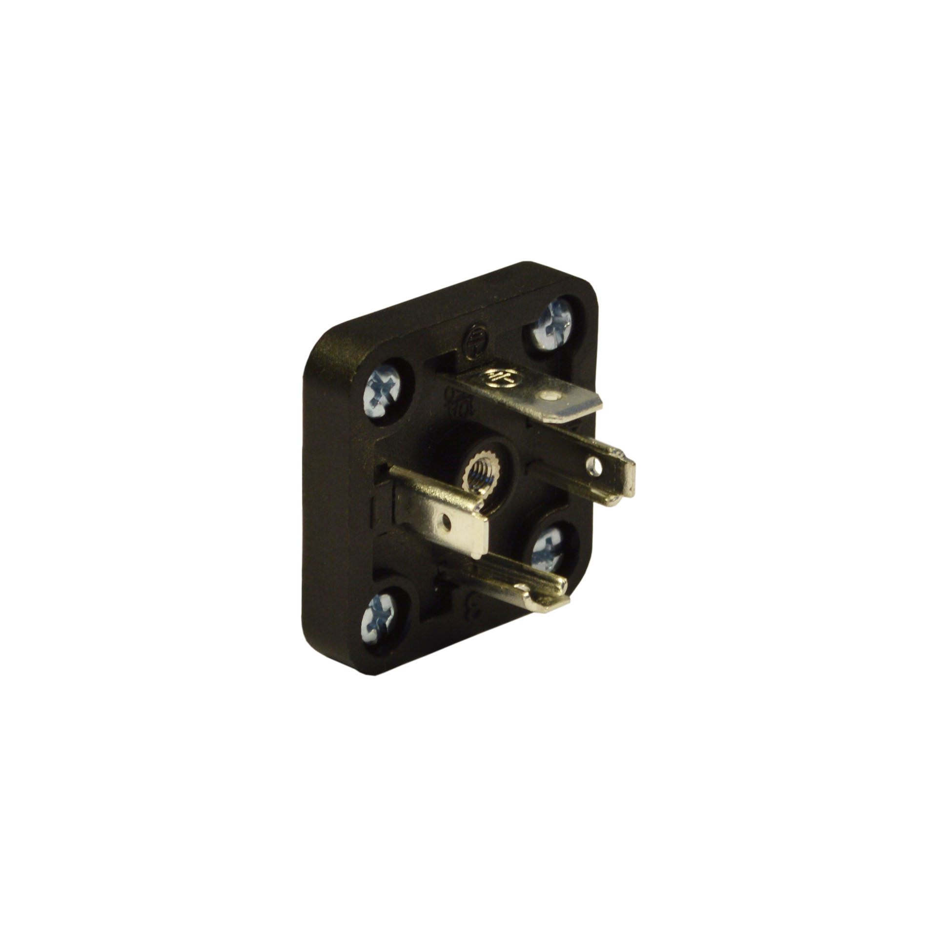 Square base A-type 3p+t,black,central nut closed,PA66 V0,4fixing holes, with flat back side.